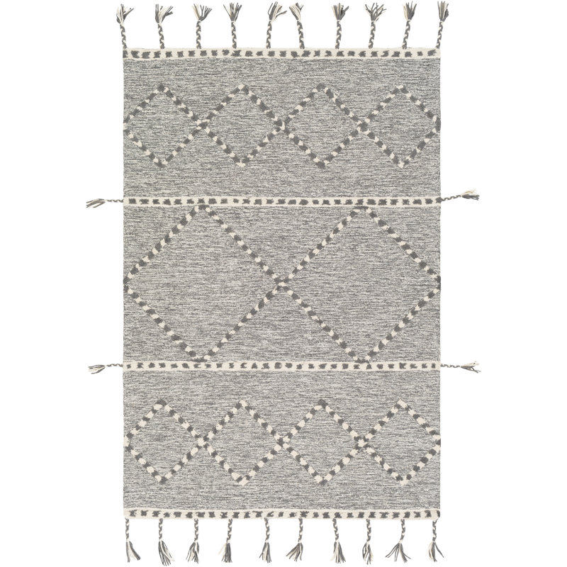 Union Rustic Hillyer Handmade Tufted Wool Gray/Cream Area Rug & Reviews Wayfair